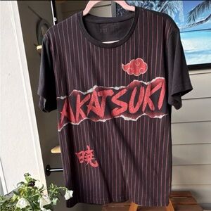 Box Lunch Naruto Shippuden Akatsuki T-mee Black Red Stripe Graphic Anime Medium